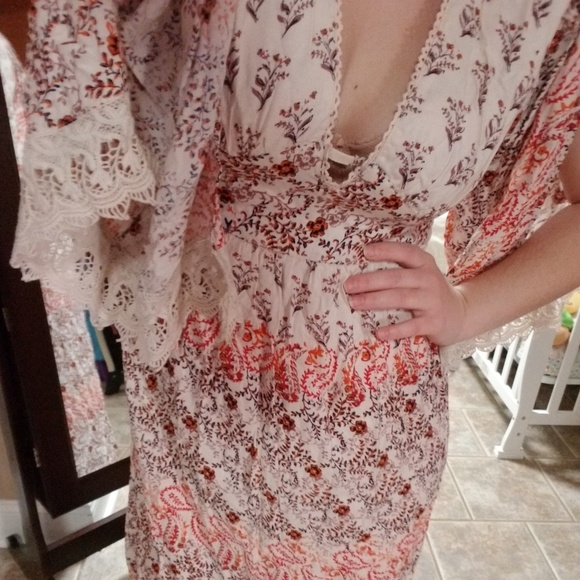 Angie Bohemian Print Crochet Maxi Dress - Picture 2 of 8